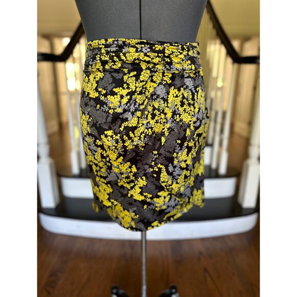 H&M Layered Tulip Skirt Yellow Black Spring Summer Fall Career Modern Casual - Picture 5 of 13